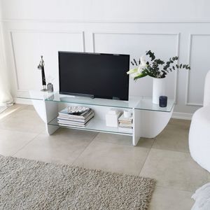 Locelso TV Stand | 100% Gehard Glas | 18mm Frame | 158 cm Breedte | Wit