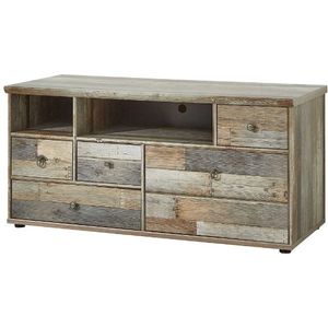 TV-meubel Clem 130cm 4 lades & 1 opklapdeur - driftwood