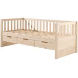 Kajuitbed Friedrich | 211,2 x 98,2 x 68 cm | 3 Lades | Dennenhout | Milky Pine-design