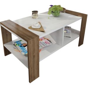 Furny Home Salontafel, 100% Melamine Gecoat, Wit Noten, 90x42x60cm