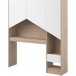 Achterbouw bed & bureau Shelby - eik/wit