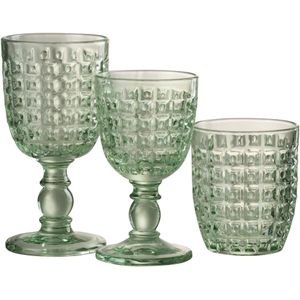 J-Line drinkglas Op Voet Motief - glas - groen - large - 4 stuks