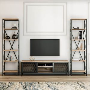 Modern TV-meubel | Grenen Zwart | 150cm Breedte | 100% Melamine Gecoat