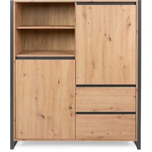 Dressoir Damon hoog 120cm 2 deuren - eik/antraciet