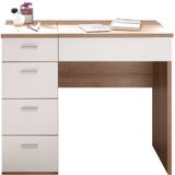 Make-uptafel Loïs 90cm 1 deur & 4 lades - lichte eikdecor/wit