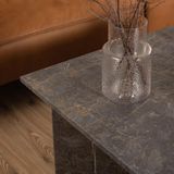 Marron gelakte marmeren vierkante salontafel, 90x90x42cm