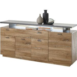 Dressoir King met 4 deuren & 1 lade - eik/grijs