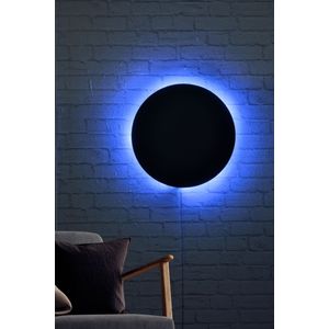 Brandhout LED-verlichting | Zwarte basis | Blauwe kleur