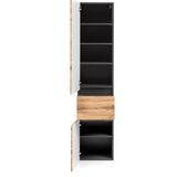 Kolomkast Kornel/Luna 40cm 2 deuren & 1 lade - grafietgrijs/eik