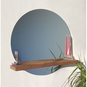 Locelso | 100% Grenen massief houten spiegel - 70cm x 70cm - Notelaar