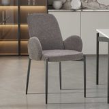 Bilbao&#039; Stoel Grijs Bouclé | Metalen Poten | H88xB60xD57cm