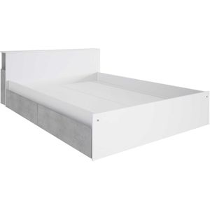 Tweepersoonsbed Avani 140x190 - beton/ wit