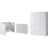 Babykamerset Erik - Tweedeurskast, commode, verversplank & babybed - MDF/wit