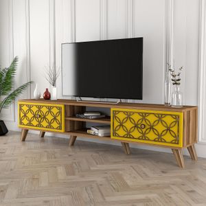 Woody Fashion TV-meubel | 100% Melamine | 180cm Breedte | Walnoot Geel