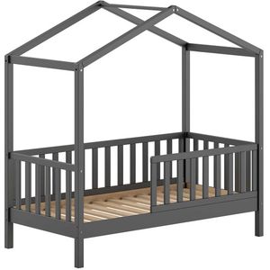 Kinderbed Dallas - 70x140 cm - antraciet/massief grenen