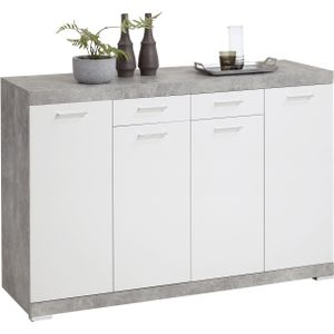 Dressoir Cristal 160x109x50 - beton/wit