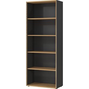 Open archiefkast Robert 196 cm 4 legplanken - antraciet/eik