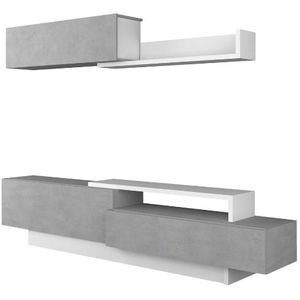 Tv-meubel Izquierdo 240cm 3 deuren - beton/wit