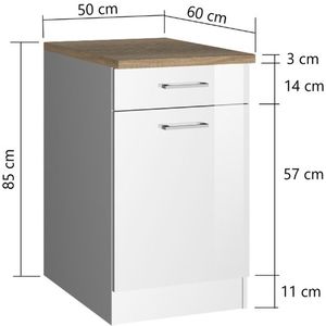 Keukenonderkast Ragnar 50cm met 1 deur & 1 lade - antraciet