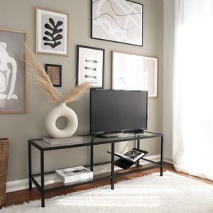 Locelso TV-meubel | 100% Gehard Glas | Metalen Frame | Mat Zwart