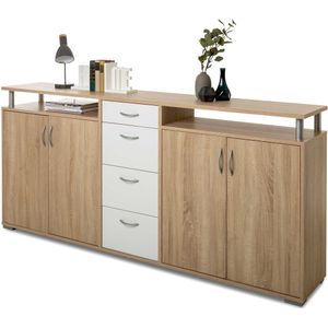 Dressoir Maximo 208cm - sonoma eik/wit