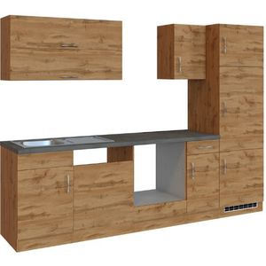 Kitchenette Sorrella 270cm met ruimte voor oven, vaatwas en koelkast - eik