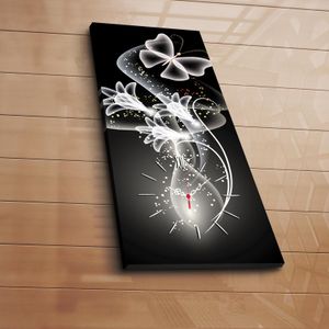 Klok Kunst - Decoratieve Canvas Wandklok | 100% Suede Canvas | 30x70 | Veelkleurig