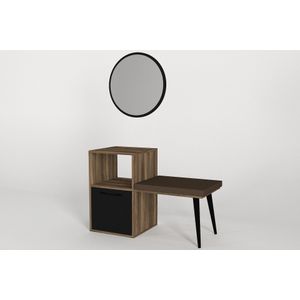 Tera Home Commode | 100% Melaminegecoat met 18mm dikte | Inclusief Spiegel | Kleur: Notelaarzwart