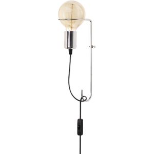 Opviq Wandlamp | Metalen Behuizing | 9x15cm | 30cm Hoogte | Aan/Uit Schakelaar | 100cm Kabel | E27 Max 40W | IP20 | Chroom