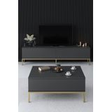 Modern TV-meubel - Woody Fashion | 100% Melamine | Antraciet Goud