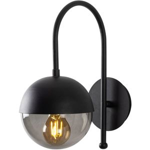 Tatum Wandlamp | Metalen kap | Zwart rookglas