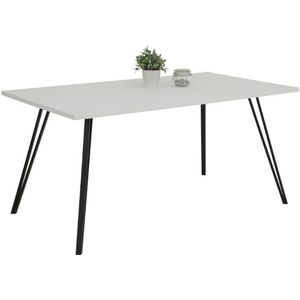 Eettafel Riema 160x90 cm-mat wit/zwart