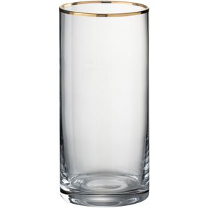 J-Line drinkglas Rand Cilinder Hoog - glas - goud - 6 stuks