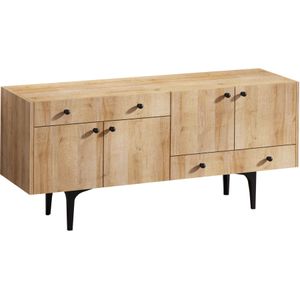 Elegance Console | 18mm Dik | 140cm Breed | Talrijke Planken | Eiken Zwart