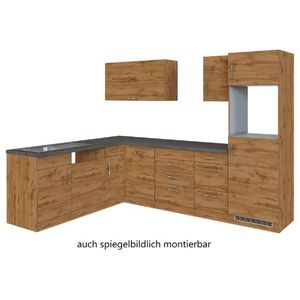 Kitchenette L-vorm Sorrella 270cm met ruimte voor oven, vaatwas en koelkast - eik