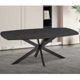 Aziz 200 cm Deense Ovaal Tafel donkerbruin | Metalen poten, MDF blad, ABS rand | H76 x B200 x D100 cm - 25mm