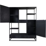 HSM Collection-Wandkast Verona 2 Deur 4 Lax40x200-Zwart-Mango/Metaal
