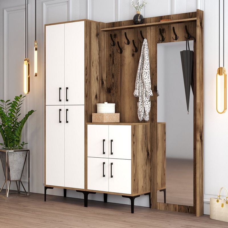 Woody Fashion garderobekast, 18 mm spaanplaat met melaminecoating, walnoot wit