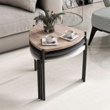 Houten Nesting Tables Set | 3 Stuks | Melamine Gecoat | Metalen Frame | Wit Antraciet Noten