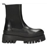 Steve Madden Steve Madden Cassandra Bootie – Zwarte Leren Dames Enkellaars Met Chunky Zool Maat 41 Vrouw