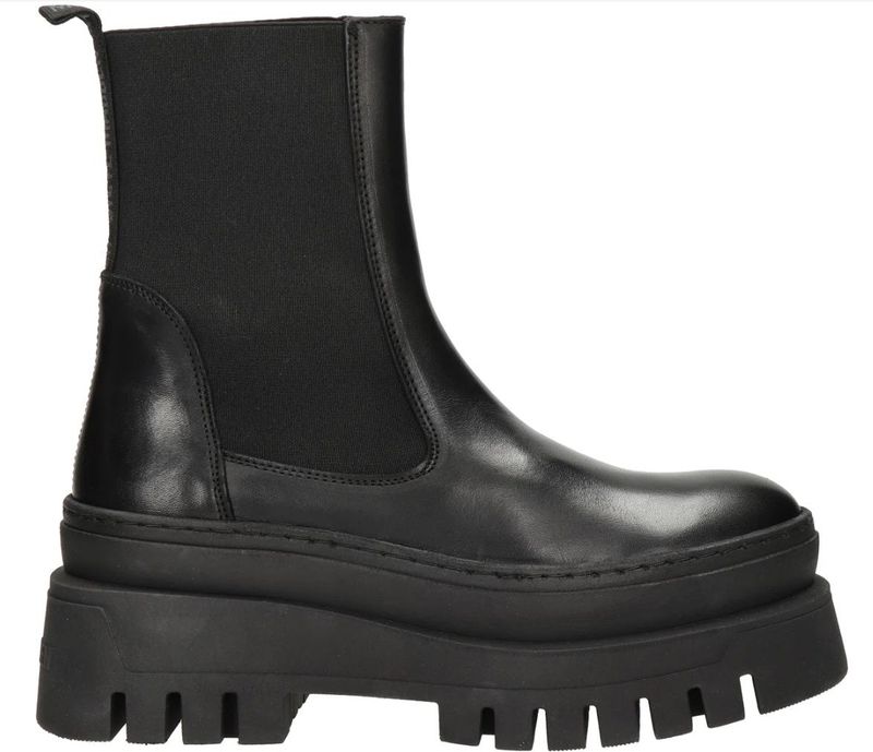 Steve Madden Steve Madden Cassandra Bootie – Zwarte Leren Dames Enkellaars Met Chunky Zool Maat 41 Vrouw