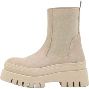 Steve Madden Steve Madden Cassandra Bootie – Beige Suède Dameslaars Met Chunky Zool Maat 37 Vrouw