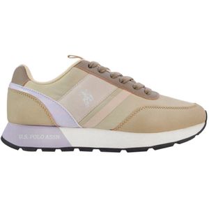 U.S. Polo Assn. Nobi Dames Sneaker - Beige - Synthetisch Leer & Textiel