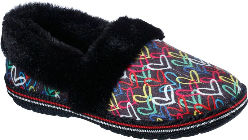 Skechers - BOBS Too Cozy - Pantoffels - Hartjesprint - Microvezel - Faux-Fur Bies