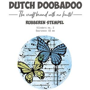 497004005 Dutch Doobadoo - Rubberen Stempel - ATC cirkel Vlinders no.2 - Artist Trading Coins - 65mm doorsnede