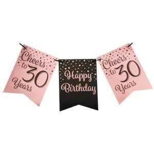 Party Flag Banner Rose/Black - 30 Jaar