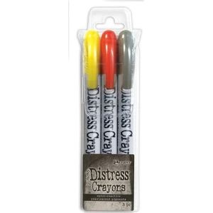 Tshk81111 Ranger Distress Crayons - Set Halloween nr3 Pearl - 3 kleuren - Harvest Moon, Burning Amber, Iron Gate - Aquarelkrijtstiften