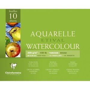 Clairefontaine - Etival aquarelpapier - Wit - Grove korrel - 300grams - 24x30cm - Blok 10 vellen