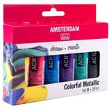 17820504 Talens Amsterdam - Acrylverf set - Colorful Metallic - Tubes 20ml - Set 6st