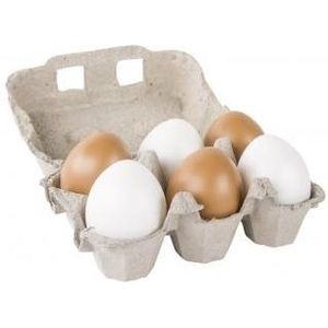 Rayher - 39492000 Plastic eieren in doosje - Bruin en wit - 6cm - 15x10x7cm - Set 6st